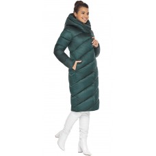 Зелёная женская куртка с воротником модель 30952 (ОСТАЛСЯ ТОЛЬКО 38(3XS))