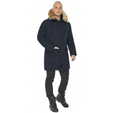 Парка тёплая мужская серо-синяя на зиму модель 41255 (ОСТАЛСЯ ТОЛЬКО 52(XL))