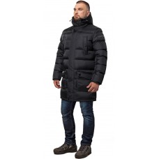 Мужская черная куртка на зиму с ветрозащитной планкой модель 32045 54 (XXL)